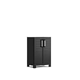 Keter Detroit, niedrig Kunststoffschrank, Kunststoff, schwarz, 65 x 45 x 97 cm