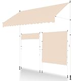 UNIONLINE Klemmmarkise 200cm Breit, Markise für Balkon ohne Bohren, Balkonmarkise mit Handkurbel...