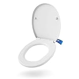 BigDean Toilettendeckel mit Absenkautomatik oval - antibakterieller WC Sitz aus Duroplast weiß...