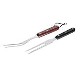 CONGARTENO 2 Stück Grillgabel aus Edelstahl mit Hitzebeständigem Holzgriff Spitze Fleischgabel...