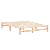 Homestyle4u Holzbett Palettenbett 140x200 mit Lattenrost Natur Bettgestell Bettrahmen Bett Holz...