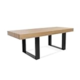 IDMarket - Esstisch, rechteckig, Phoenix, 8 Personen, Holz und Schwarz, 200 cm