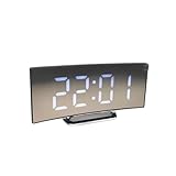 TOYANDONA Großer LED Spiegel wecker mit Großem Display Energiesparend Geräuschloser Desktop Alarm...