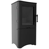 Kratki Kaminofen aus Stahl K5 Ø 150 7kW regal für holz mit Tür schwarz BImSchV 2