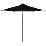 SKM Sonnenschirm mit LED und Stahlmast Schwarz 225x225x212 cm,Heim & Garten,Rasen & Garten,Garten &...