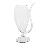 SOLUSTRE Rotweinglas mit Strohhalm Transparentes Trinkglas Stehbecher Kreatives Design für Wein...