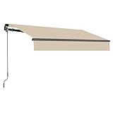 HOMEDEMO Gelenkarmmarkise Markise mit Handkurbel, 300x250cm, Beige, Sonnenmarkise Terrassenmarkise...