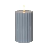 LED Blockkerze Flamme Stripe aus Wachs