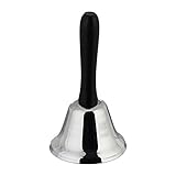 Relaxdays Tischglocke Handglocke, lauter Klang, Holzgriff, Schule, Rezeption, Weihnachtsdeko, Eisen,...