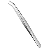 AIVEKE Professionelles Edelstahl Pinzette - Silber Gebogene Pinzette Rutschfest Abgewinkelte...