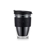 BODUM 11889-01S JOYCUP Reisebecher, doppelwandig, 0,25 l, schwarzes Band, Kunststoff, Schwarz