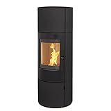 Kaminofen München XL Stahl schwarz 7kw Speicherofen Panoramatür Holzofen Dauerbrand geeignet...