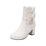 Generisch Kurzstiefel Damen Winter,Lederstiefel Damen Schwarz Mit Absatz,Mit Seitlichem...