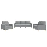 vidaXL Sofagarnitur 3-TLG., Sessel Couch mit Kissen, Sofa Wohnzimmersofa mit Armlehnen,...