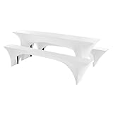 Granbest Stretch Bierzeltgarnitur 50cm oder 70cm Tischbreite Set von 3, Elastisch Biertischhussen,...