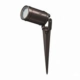 Licht-Erlebnisse Außenlampe Schwarz antik Echt-Messing GU10 Gartenstrahler mit Erdspieß IP64 27 cm...