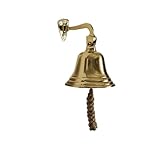 TerkCo Wandmontierte Schiffsglocke aus Messing mit Seilzug, nautische hängende Türklingel,...