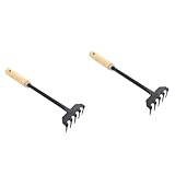 BESTonZON 2 Stück Gartenrechen Gartenhandrechen Kleiner Mini Rechen Handvertikutierer Rechen Für...