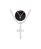 Esrael Silber Kreuz Kette Herren Silberkette Herren 5mm Kubanische Halskette Männer with Cross...