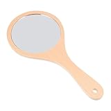 FIXOSHEE Handspiegel Holz Rund Mittelgroß Tragbarer Kosmetikspiegel für Make Up Unterwegs...