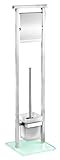 WENKO Stand WC-Garnitur Mod. Debar Kombination aus Edelstahl und Glas inkl. Bürste Ø 7,5 cm Maße...
