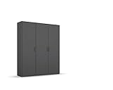 Rauch Möbel Voyager Schrank Kleiderschrank Drehtürenschrank, Grau metallic, Schwarz, 3-türig,...