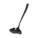 SHINEOFI Edelstahl Löffel mit Langem Griff Schwarzer Saucenlöffel mit Ausgießer Hitzebeständig...