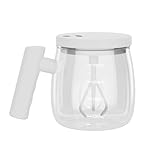 Elektrischer automatischer Rührkaffeebecher, 400 ml, Glasbecher mit Deckel und Griff, tragbarer...