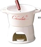 Fondue-Tasse, Schokoladenschmelzset mit Gabel, 300 ml, Schokoladenfondue-Set, Keramik-Tassenwärmer...
