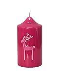 Premium Stumpenkerzen im 4er Pack mit Hirsch-Motiv - Glanzlack-Finish & 68 Std. Brenndauer -...