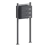 Wiltec 3er Briefkastenanlage Anthrazit 556 x 270 x 1200 mm, Standbriefkasten mit 3 Fächern,...