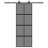 vidaXL Schwarzes Schiebetür-Set, 76 x 205 cm, gehärtetes Glas, Aluminiumrahmen, leiser Betrieb,...