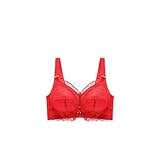 Necalisi BH Push up Rot Damen Spitze BH, Push Up Comfort Ohne Bügel Starker Halt Push-Up BH Bustier...