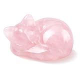 hurifeng Rosa Kristall-Katze Statue Dekoration - Skulptur für Wohnzimmer - Deko Figur Schlafende...