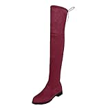 Kniehohe Stiefel für Damen: Schnürstiefel, bequem, quadratischer Absatz, sexy, elegant, flache...
