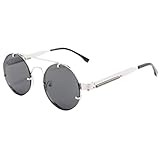 SHIYAN Runde Steampunk-Sonnenbrille für Herren, modisch, elastisch, Vintage, randlose Sonnenbrille...