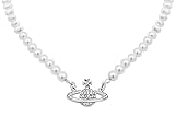 LIHELEI Damen Saturn Perlenkette, Pearl Planet Necklace, Silber Saturn Perlenkette, Pearl Orb...