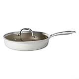 DAZZLEEX 24 cm Edelstahl-Bratpfanne, flacher Boden, antihaftbeschichtete Oberflächen zum Braten von...