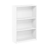 Furinno JAYA Simple Home Bücherregal mit 3 Ebenen, verstellbarem Regal, Weiß