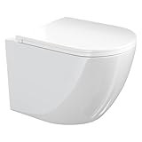 VILSTEIN Hänge WC mit 360° Tornado-Spülung, Spülrandloses Wand-Toilettenbecken aus Keramik,...