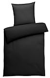 CARPE SONNO Interlock Jersey Bettwäsche 135x200 cm schwarz Uni - Bettgarnitur mit Reißverschluss...