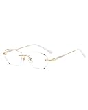 LUFF Rimless Lesebrille für Frauen, Mode leichtes Anti blaues Licht Leser klassische Metall...