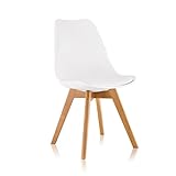 DEULINE® Esszimmerstühle Essstühle Esszimmerstuhl SGS Massivholz Polsterstuhl Stühle Oslo Weiss...