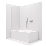 Stilform Soho Badewannenaufsatz, Duschwand für Badewanne, 6 mm ESG-Glas mit Nanobeschichtung,...