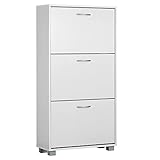 Casaria® Schuhschrank für 18 Paar Schuhe Schmal 115x60x25cm 3 Klappen Hoch Holz Geschlossen...