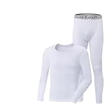 yoneeyo Herren Thermounterwäsche mit Wolle gefüttert Thermohose, weiß, M