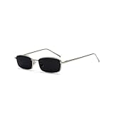 WDZAYXC Klassische Rechteckige Sonnenbrille Retro Schlanke Metallrahmen Gläser Vintage Rechteck...