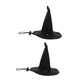 DOITOOL 2 Stück Halloween Haustier Magierhut Elastische Schwarze Hexenhüte für Hunde und Katzen...