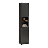 SPICE Badezimmer Hochschrank in Schwarz matt - Badezimmerschrank Bad Schrank mit viel Stauraum - 40...