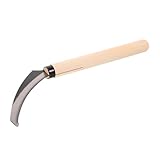 Toddmomy Multifunktionale Unkrautstecher Sichel mit Gezahnter Stahlklinge Mittlere Größe Holzgriff...